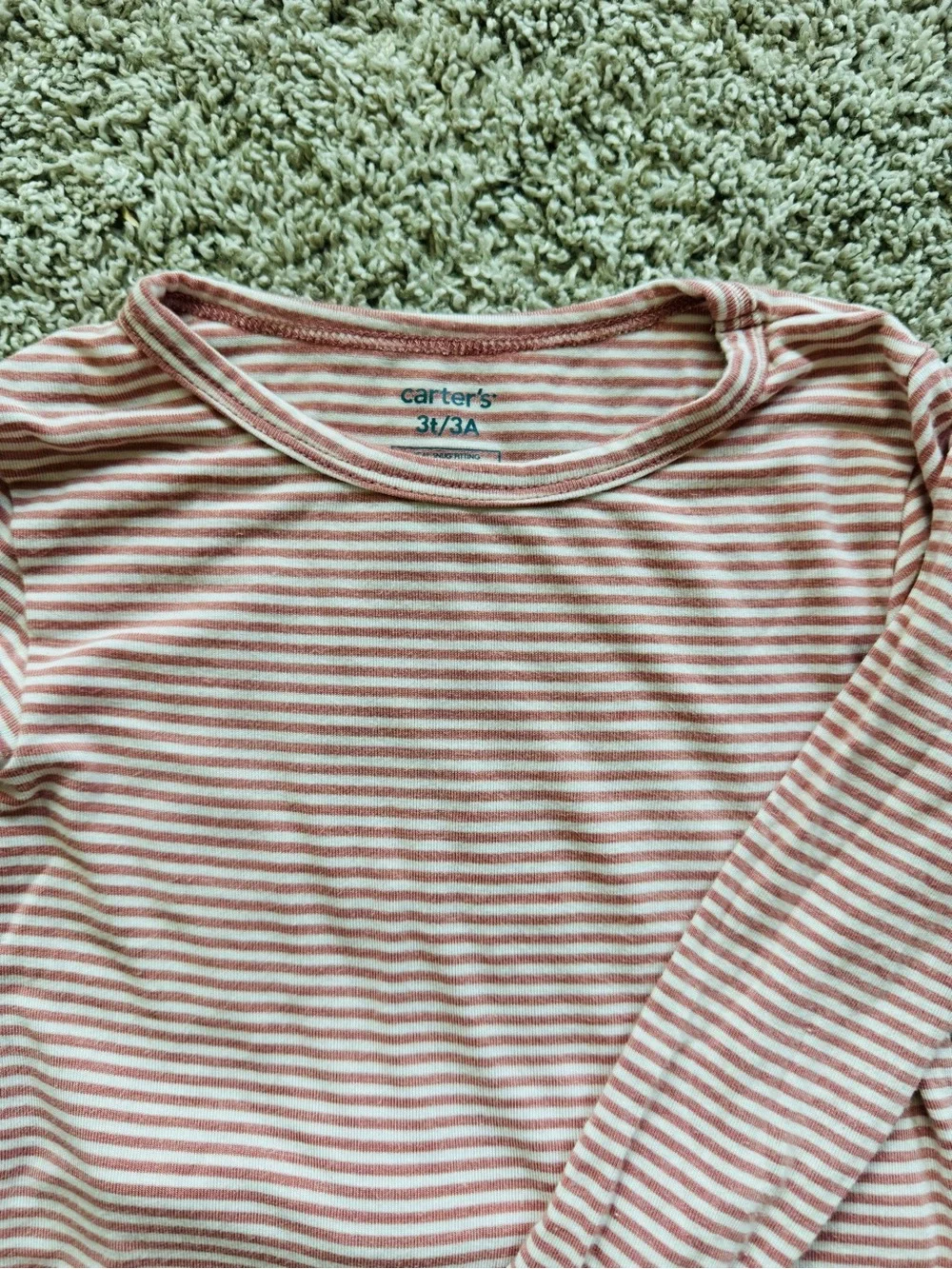 Carter’s Toddler Girls Pajama Set 3T Pink Striped PurelySoft Long Sleeve 2 Piece
